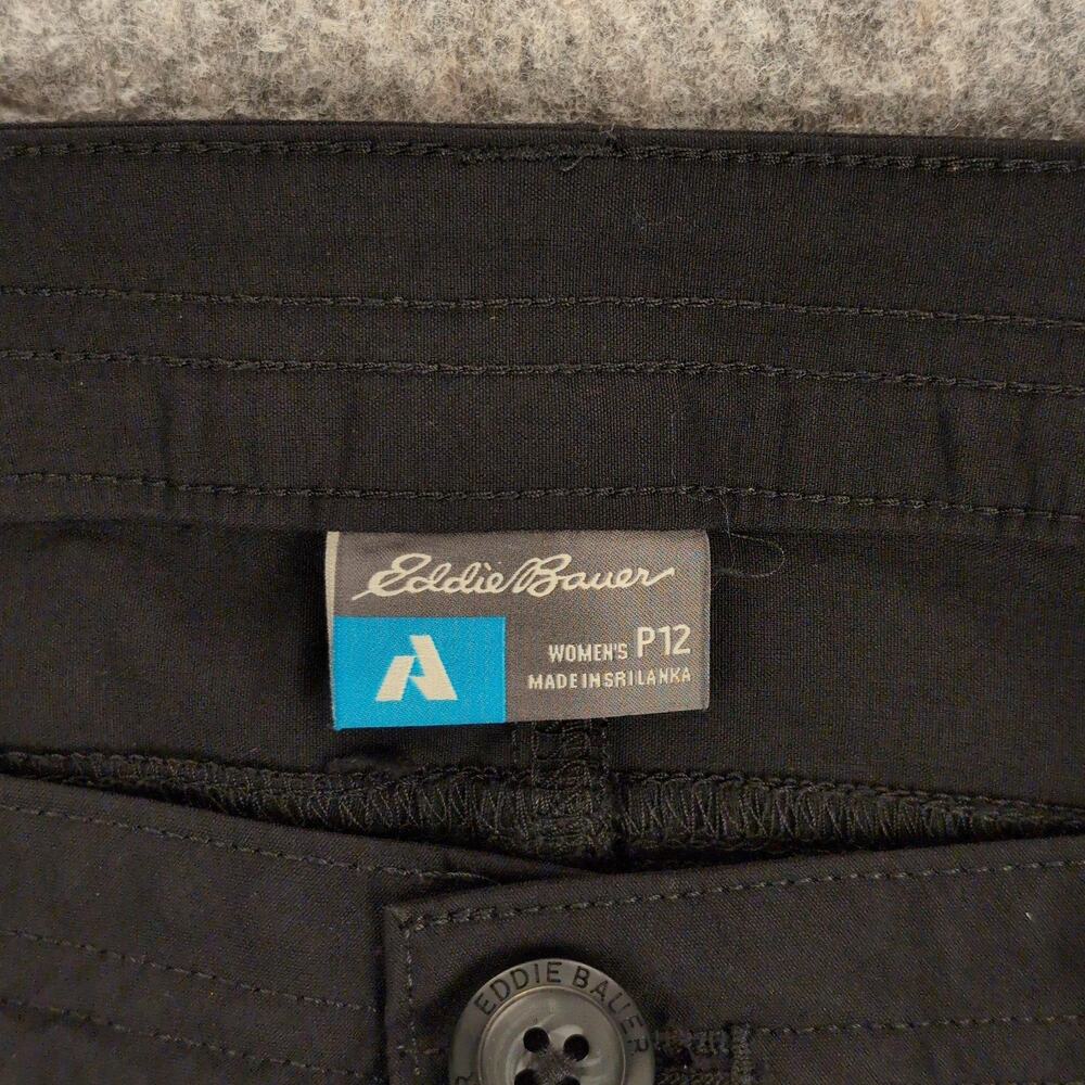 Eddie Bauer Pants Womens P12 Petite Black First Ascent Capri Hiking Stretch - Picture 3 of 12